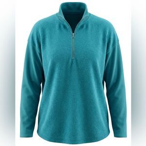 SOFT SURROUNDINGS WOMENS PULLOVER SHIRT SIZE PS TURQUOISE 1/4 ZIP